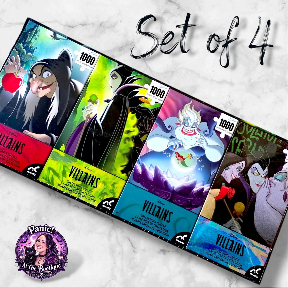 Disney Villains Jigsaw Puzzle Set 4x1000pc Maleficent Ursula Sealed‎ Gothic Gift